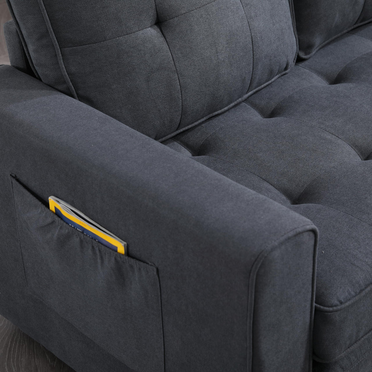 Eafurn Folding Pull Out Sofa Bed, 3 in 1 Convertible Sleeper Couch Floor Sofabed with Side Storage, Linen Upholstered Futon Loveseat Recliner for Living Room, Apartment, Small Space Eafurn