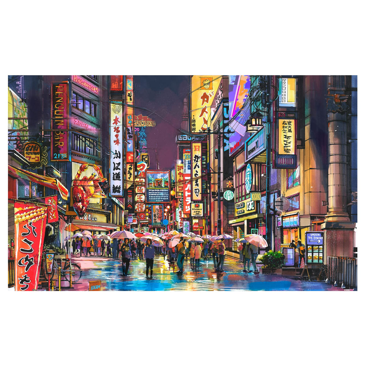 Pintoo Jigsaw Puzzles 1000 Piece for Adults - Neon Flashes on a Rainy Night Beautiful Plastic Puzzle for Home Decor Zero Dust Easy Storage [H2857] Pintoo