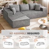 Homall 108" Modular Sectional Sofa, Boneless Couch with L-Shape Chaise, Cloud Couch with Deep Seat Upholstered, No Assembly Required for Living Room, Bedroom (Chenille, Grey) Homall