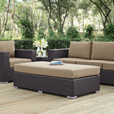 Modway Convene Wicker Rattan Outdoor Patio Rectangle Ottoman in Espresso Mocha Modway