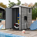 All-Weather Resin Shed with Window, Outdoor Plastic Garden Shed with Lockable Door and Vents, Outdoor Resin Storage Sheds for Tool, Bike, Backyard, Patio Reljofum