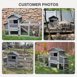 MEDEHOO Chicken Coop for Outdoor - Poultry Cage with Wheels, Nesting Box, Leakproof Pull-on Tray, and Asphalt Waterproof Roof - Grey MEDEHOO