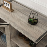 IDEALHOUSE TV Stand for 65 inches TVs, Farmhouse Entertainment Center with Storage Cabinet and Mesh Doors, Industrial TV Media Console Cabinet Table, Media Furniture for Living Room, Rustic Grey IDEALHOUSE