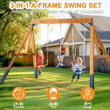 ROBUD 3-in-1 Playground Wooden Swing Sets for Backyard, DIY Swing Sets with Tree Swing and 2 Toddler Swings, Kids Outdoor Play Equipment, Outdoor Playset for Kids & Toddlers, Ages 3+ ROBUD