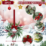 2Pcs Christmas Wreath, 10 Inch Mini Wreaths for Kitchen Cabinets, Christmas Door Wreath, Small Christmas Wreath for Fireplace Window Farmhouse Indoor Home Decorations JUSTOTRY