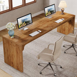 Tribesigns 78.7 Inches Long Computer Desk, Wooden Extra Long Double Desk Workstation for 2 People, Brown Tribesigns