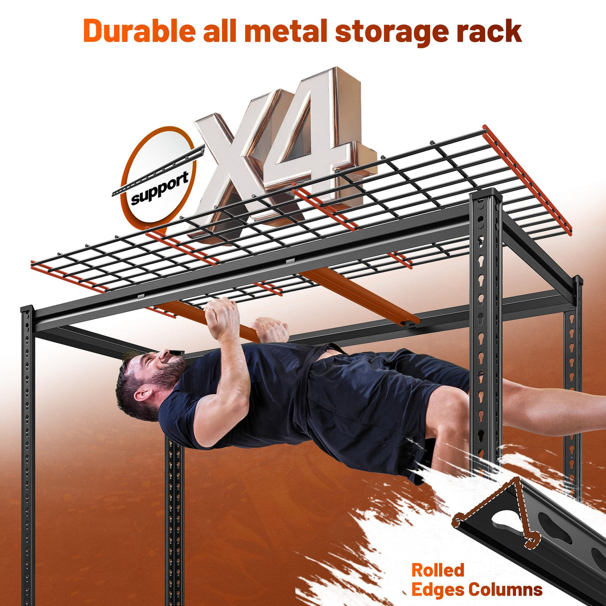 REIBII 48" W Garage Shelving 3000LBS Heavy Duty Storage Shelves, 5 Tier Adjustable Metal Shelves for Storage Rack Industrial Utility Shelf, Garage Storage Shelving Unit, 48" W x 24" D x 72" H REIBII