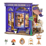 Rolife DIY Miniature House Kit Leisure Tea Time, 3D Book Nook Openable Bookshelf Decor for Adults, Mini Model House Kits, DIY Crafts Kit Halloween for Adults (Leisure Tea Time) Rolife