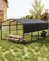 KOKEBREN Metal Carport, Outdoor Car Port Canopy with Reinforced Base and Galvanized Steel Roof, Heavy Duty Garage Car Shelter Shade for SUV, Truck, Boats, 13x20 FT KOKEBREN