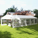 Outsunny 16.5' x 33' Party Tent, Heavy Duty Large Outdoor Canopy Tent Shelter with Removable Sidewalls, 10 Windows and 2 Doors, Tents for Parties, Wedding, Events, BBQ Grill, White Outsunny