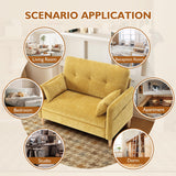 Urhanherry 47" Small Sofa Couch for Bedroom, Soft Chenille loveseat Mini Couch with Throw Pillow and Removable Cushion Cover for Small Spaces, Living Room, Apartment, Dorm, Office(Yellow) Urhanherry