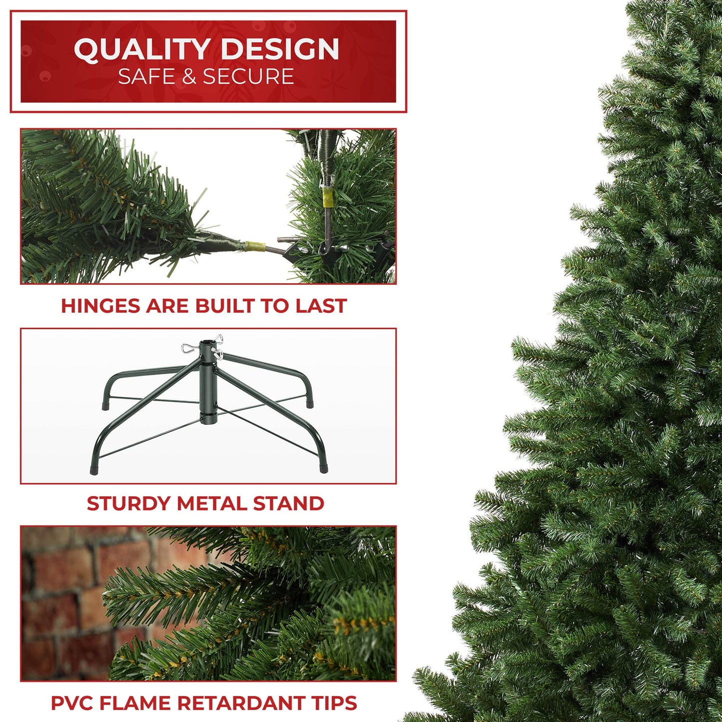 Casafield 9FT Realistic Green Spruce Artificial Holiday Christmas Tree with Sturdy Metal Stand