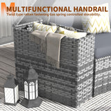 Amopatio Outdoor Patio Sectional Furniture Sets, 11 Pcs Curved Patio Couch with Storage Armrest Table and 4 Pillows, Half-Moon Outdoor Sofa Fit Porch Poolside Garden (Included Waterproof Cover) Amopatio