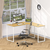 SHW 48-Inch Mission L-Shaped Home Computer Desk, Oak SHW