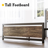 LIKIMIO Walnut King Bed Frame with Headboard & Footboard - Sturdy, Noise-Free Design with Ample Underbed Storage LIKIMIO