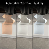 ECACAD Modern Coffee Table with 2 Drawers & Tempered Glass Top, Tea Table with LED Lights & Remote Control, Rectangular Center Table for Living Room & Reception Room, White 31.5”D x 55.1”W x 11.8”H ECACAD