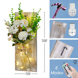 OCTMUSTARD Rustic Wall Decor Mason Jar Sconces Decor with Remote Control Led Lights for Home Farmhouse Bathroom and Living Room Decorative.Shabby Chic Art Design Decorations (Grey Board with Peony) OCTMUSTARD