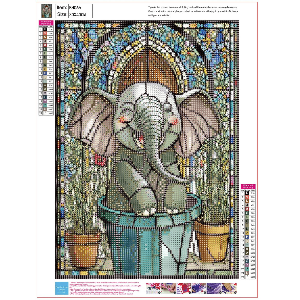 Cute Elephant Diamond Painting Kit for Adults & Beginners - 5D Full Round Drill Animal DIY Art for Home Wall Decor, Relaxing Stress Relief Gift for Women, Mom12x16 Inch Generic