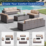 ASJMR Outdoor Patio Furniture Set, 12 Pieces Outdoor Sectional Furniture High Backrest Patio Sofa, All-Weather PE Rattan Patio Conversation Set with Coffee Table & Cushions(Brown). ASJMR