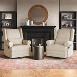 RoyalCraft Swivel Recliner Chair with Extra Large Footrest, Comfy Upholstered Glider Rocking Chair for Living Room, Bedroom and Ofice, Beige RoyalCraft