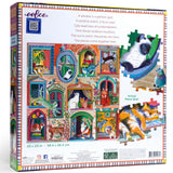 eeBoo Piece & Love: Cats in Window - 1000 Piece Puzzle - Adult Square Jigsaw, 23x23, Includes Image Reference Insert, Glossy Pieces eeBoo