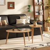 Wayshome Small Oval Coffee Table, 100% Solid Wood Coffee Tables Mid Century Modern Table for Living Room Side Table End Tables for Home(Original Wood Color, 33.46''x22.83''x15.74'') Wayshome