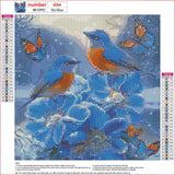 MXJSUA Blue Birds DIY Diamond Painting by Number Kits for Adults, Flowers 5D Round Drill Diamond Gem Art Painting Picture Arts Kits Craft for Home Wall Decor 12x12 Inch MXJSUA