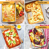 E-far Stainless Steel Baking Pan with Lid, 12⅓ x 9¾ x 2 Inch Rectangle Sheet Cake Pans with Covers Bakeware for Cakes Brownies Casseroles, Non-toxic & Healthy, Heavy Duty & Dishwasher Safe - Set of 2 E-far