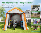 AMERLIFE 8x10x8 FT Heavy Duty Portable Shed Storage Shelter, Outdoor Storage Shed with 4 Waterproof Windows & Roll-up Zipper Door, Carport for Motorcycle, Bike, Grey AMERLIFE