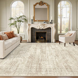 Soalmost Washable Area Rug 8x10, Large Soft Rugs for Living Room Vintage Beige Carpet 8x10 Area Rugs for Bedroom Dining Room Non-Slip Stain Resistant Under Table Rug Soalmost