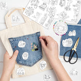 Water Soluble Stabilizer Embroidery Paper - Stick and Stitch Embroidery Paper Wash Away, 3 Sheet Embroidery Patterns, Potted Plant, Flower Book Cat Design, Hand Sewing Crafts CRASHOT