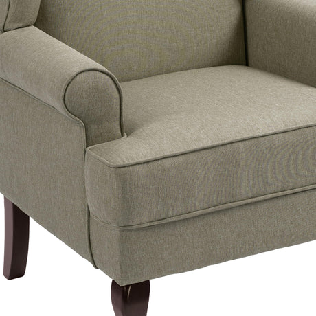 UIXE High Back Accent Chair for Living Room, Comfy Upholstered Arm Chair in Fabric with Retro Solid Wood Legs, Traditional Armchair Single Sofa Reading Seat - Light Camel UIXE