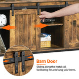 Yaheetech TV Stand for 65 Inch TV, Farmhouse Entertainment Center with Storage, Wood Tall TV Stands for Living Room with Sliding Barn Doors, Rustic Brown Yaheetech