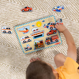Melissa & Doug Vehicles Sound Puzzle - Wooden Peg Puzzle With Light-Activated Sound Effects (8 pcs) Puzzles for Toddlers, Wooden Puzzles For Kids Ages 2+ Melissa & Doug