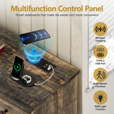 MDGC 3 in 1 Vanity Desk with Mirror and Lights, Farmhouse Dressing Table with Charging Station, Compact Makeup Vanity Table with 3 Drawers, Adjustable Shelves & Hidden Storage Stool (Rustic Brown) MDGC