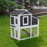 Wooden Chicken Coops with Nesting Boxes Indoor Outdoor,Small Chicken Coop for 2 Chickens,Bunny House Rabbit Hutch Poultry Pet Run Cage with Waterproof Roof,Stairs&Removable Tray TenaoVilleux