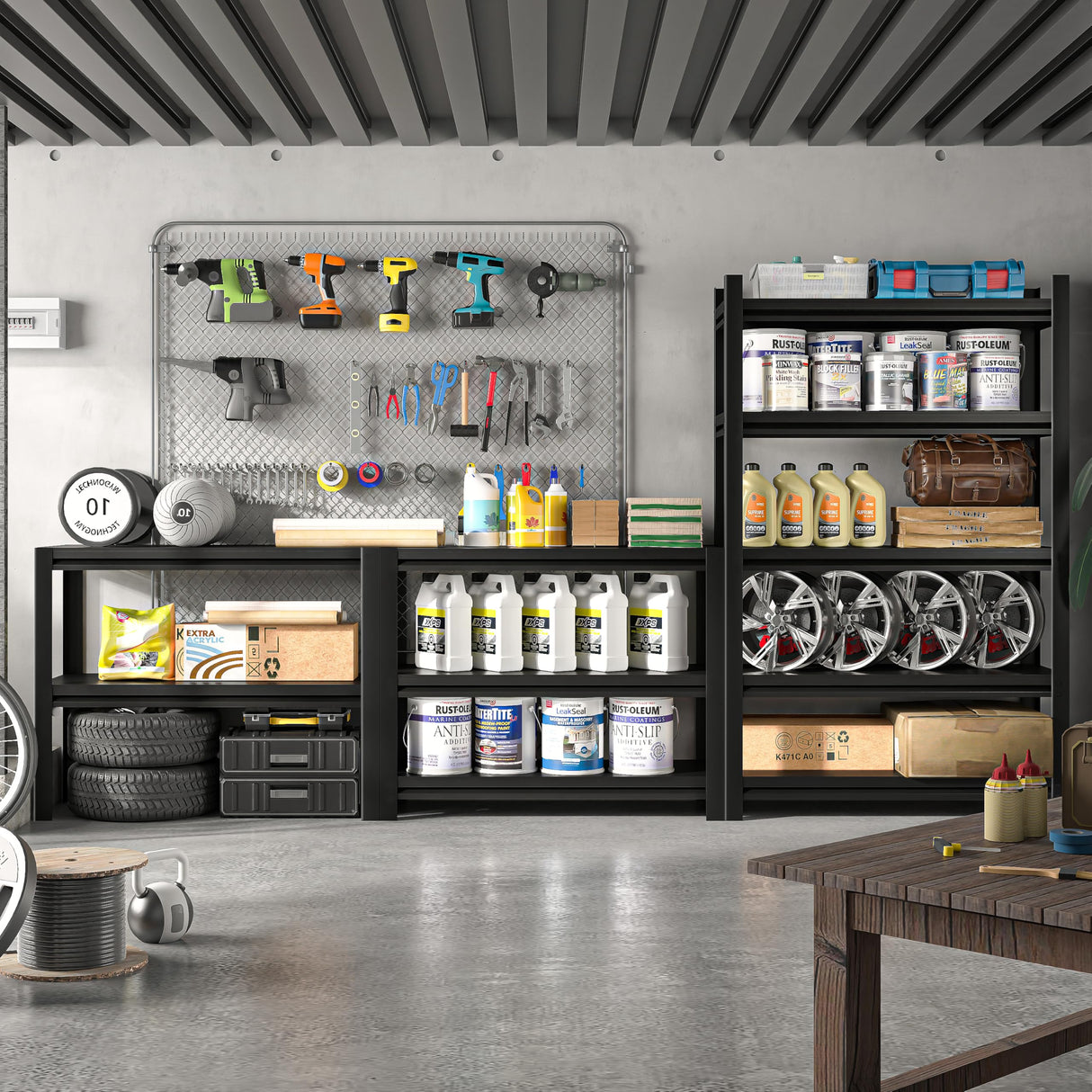 POOUPHV 72 Inch H Garage Shelving 5 Tier Heavy Duty Metal Storage Shelves Loads 2000 LBS,Adjustable Garage Storage Shelves Storage Rack Shelf for Garage, Warehouse, Pantry, Basement 72" Hx40''Wx18''D POOUPHV