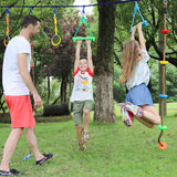 Craft Ninja Warrior Obstacle Course Accessories Kids Outdoor Play - 7pc Rings, 2pc Swing Trapeze Wheels & 2pc Monkey Bars Rainbow Craft