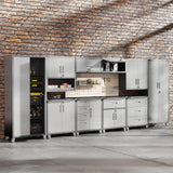 FLIXELIO Garage Storage Cabinets System 5PCS Workshop Set with Drawers Locking Heavy Duty Rolling Cart with Adjustable Shelves Garage Tool Workbench Cabinets (5 PCS-2) FLIXELIO