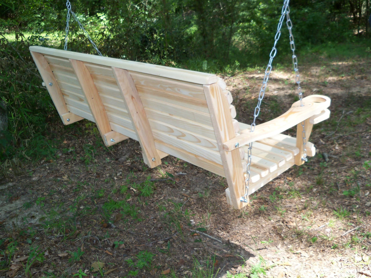 Generic 6FT Cypress Porch Swing Made in USA with Cup arms and Hanging Hardware, Unfinished Natural Wood Tone Generic