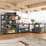 REIBII 72" H Storage Shelves 2300LBS Heavy Duty Garage Shelving Adjustable 5 Tier Garage Storage for Garage Kitchen Basement Industrial Metal Shelf Organizer Black REIBII
