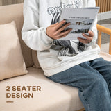 HOMCOM 48" 2-Seater Couch for Small Spaces, Modern Loveseat Sofa for Bedroom, Living Room Furniture, Upholstered Small Couch with Throw Pillow and Wood Legs, Beige HOMCOM