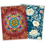 Set of 2 - Adult Coloring Book Seasonal Blossoms & Mandalas with Exquisite Patterns, Ideal Art for Women & Teens, Markers Recommended, Thick Paper, Spiral Bound, Anxiety and Depression, VKYE