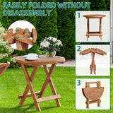 YITAHOME Teak Wood Outdoor Side Table, Patio Folding Round End Table with Metal Buckles and X-Frame, Outdoor Bistro Table Ideal for Backyard Patio Garden Living Room Kitchen, Easy to Carry YITAHOME