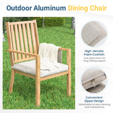 Wisteria Lane Aluminum 6 Pieces Patio Dining Sets, Outdoor Dining Table with 4 Chairs and Bench, Outdoor Patio Dining Furniture Set with Removable Cushion for Lawn, Garden, Backyard, Brown Wisteria Lane