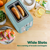 BELLA 2 Slice Toaster with Auto Shut Off - Extra Wide Slots & Removable Crumb Tray and Cancel, Defrost & Reheat Function - Toast Bread, Bagel & Waffle, Aqua BELLA