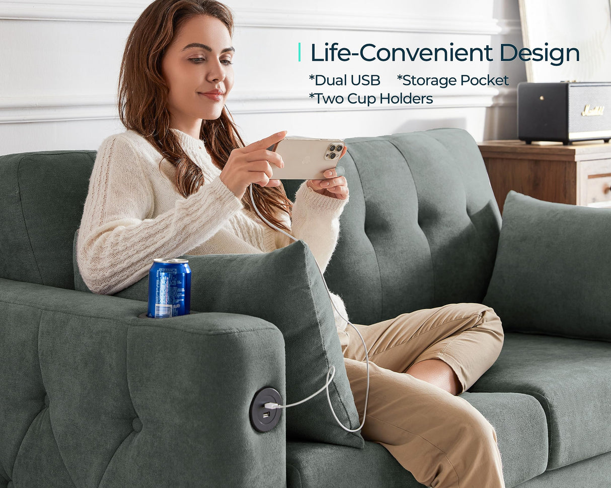 LINSY HOME Pull Out Sofa Bed, Queen Sleeper Sofa Couch with Memory Foam Mattress, Large Sofa Sleeper Pullout Couch Bed for Living Room Office, Dark Grey, Queen Size LINSY HOME