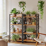 DurayLoly 4 Tier Bookshelf, Industrial Bookcase with Metal Frame and Sidebars, Small Bookshelf for Bedroom, Home Office and Living Room, Rustic Brown DurayLoly