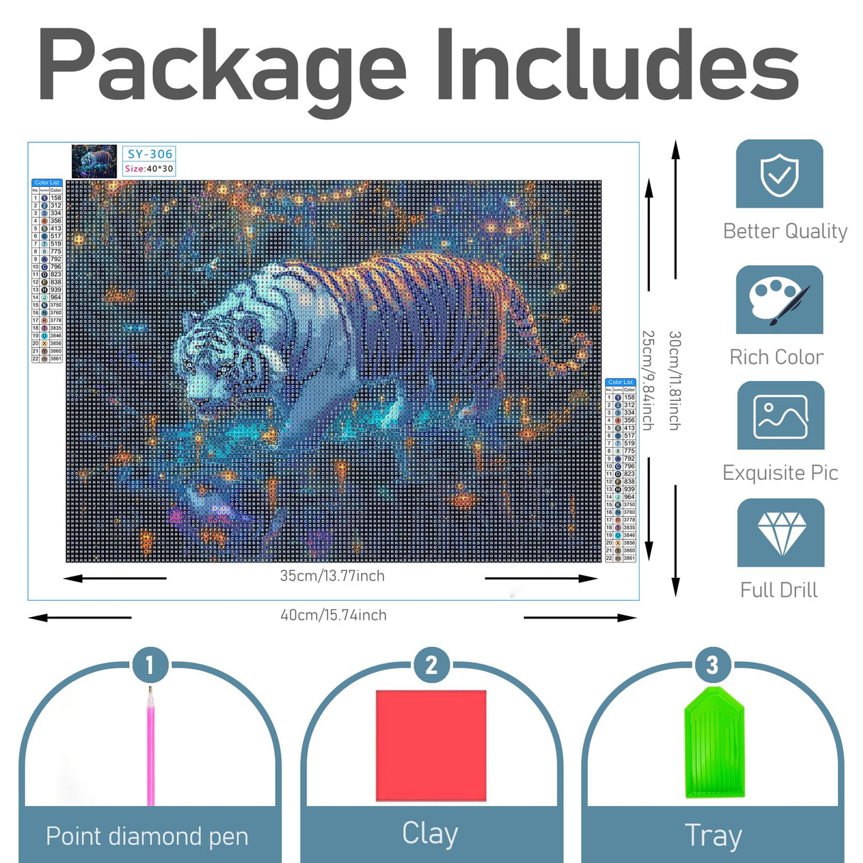 JOASURA Tiger Diamond Painting Kits for Adults,DIY Diamond Art Painting Round Full Drill 12x16in,5D Diamond Dots Art for Beginning Home Wall Decor JOASURA