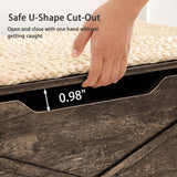 VECELO 30.5" W Farmhouse Storage Bench with Handwoven Wicker-Style Cushion, Entryway Shoe Ottoman with Metal Safety Hinges, Rustic Shoe Bench for Bedroom, Living Room, or Entryway, Brown VECELO